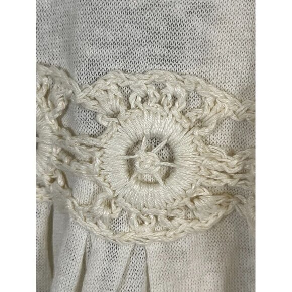 Anthropologie Sweater Women L Cream Boho Crochet Floral Hippie 80s Bridal Knit - Picture 9 of 12